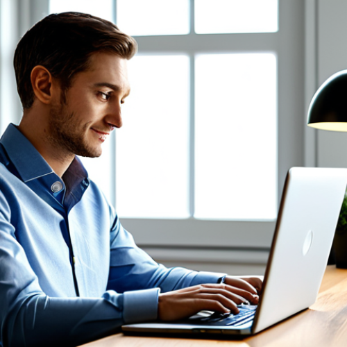 A professional individual, fully clothed in modest business casual attire, gently closing a laptop on a clean, modern desk in a dedicated home office space as warm natural light streams through a window. The scene emphasizes clear digital boundaries and a healthy work-life balance. The person has a calm and relaxed expression, indicating a peaceful transition from work mode. The overall atmosphere is serene and organized, highlighting a mindful approach to technology. safe for work, appropriate content, fully clothed, professional, perfect anatomy, correct proportions, natural pose, well-formed hands, proper finger count, natural body proportions, professional photography, high quality, realistic, detailed, soft lighting.