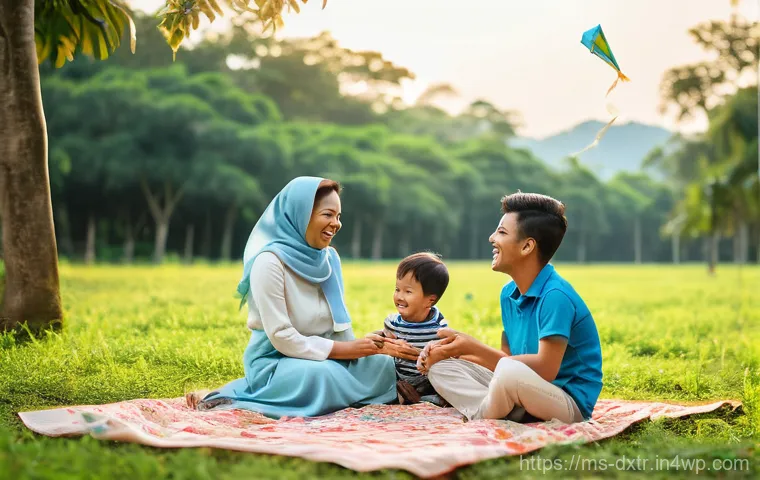 가족과의 시간으로 디지털 번아웃 예방하기 - **Prompt:** A warm and inviting scene of a multi-generational Malaysian family enjoying a communal d...