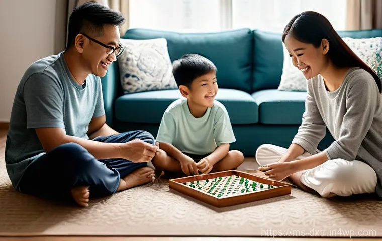 가족과의 시간으로 디지털 번아웃 예방하기 - **Prompt:** A vibrant outdoor scene featuring a Malaysian family (a mother, father, and two children...