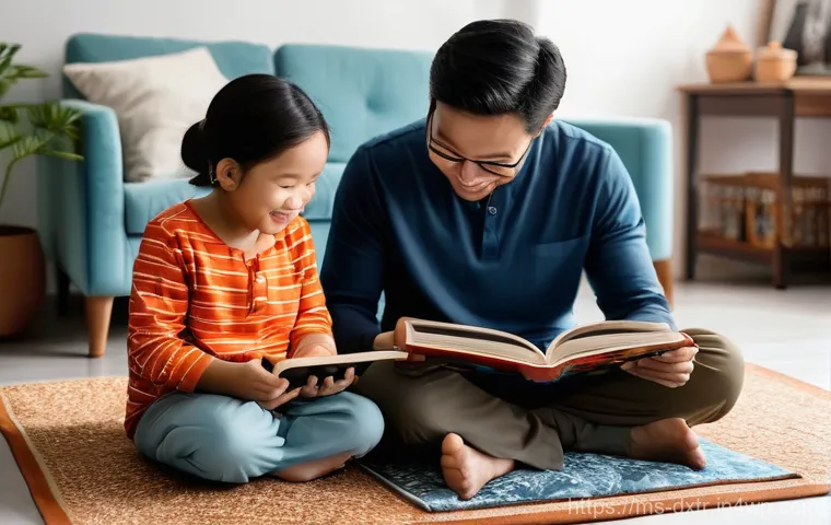 디지털 번아웃 극복을 위한 전문가의 조언 - Cozy Malaysian Evening: Digital-Free Family Storytime**
A heartwarming scene set in a comfortable, ...
