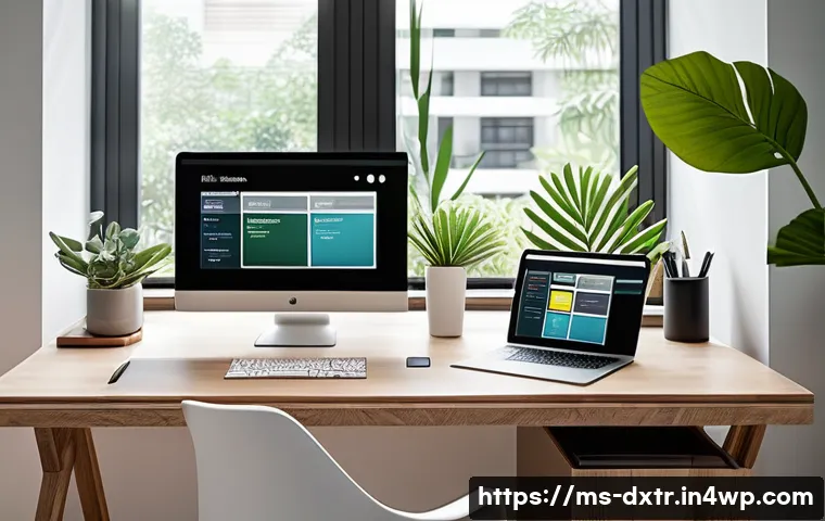 효과적인 디지털 환경 조성을 위한 가이드 - A modern Malaysian home office setup featuring a sleek desk with a laptop displaying a digital task ...